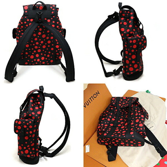louis vuitton backpack red and black Louis Vuitton Christopher Rucksack Kusama Red Backpack Monogram MM Yayoi  Black